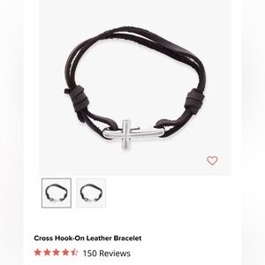 James Avery 925 Sterling Silver Cross Hook-On Leather Bracelet Unisex